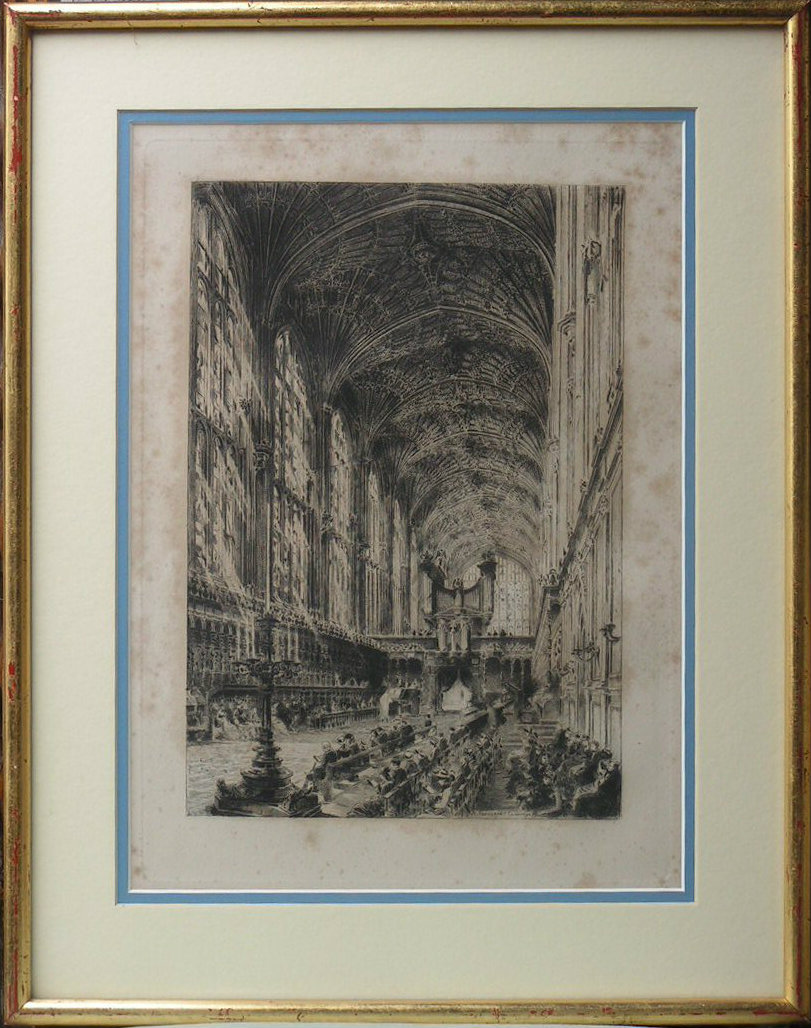 Etching - Interior of King's College - Toussaint